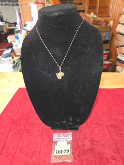 Ornate Gold Over Silver Pendant and Chain with Stones. 4 Grams Total Weight. Stamped 925. Jewelry.
