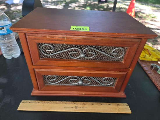 2 Drawer, Wood and Metal Decorative Counter Cabinet.