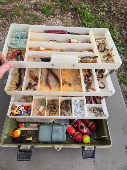 Fishing and Tackle Box with Assorted Tackle.