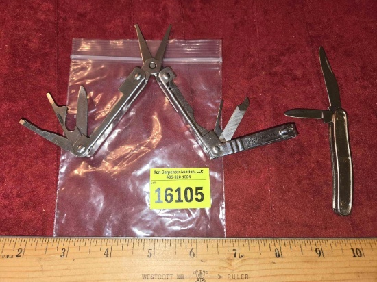 Colonial-2 Blade Pocket Knife. Made in USA. And Winchester Multi Camping Knife/Tool. Both one Money.