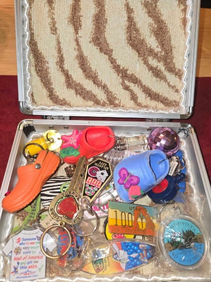 Metal Case With Assorted Key Chains. All one Money.