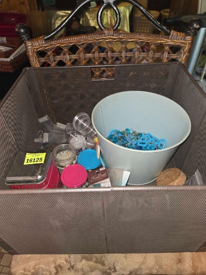 Large Metal Basket with Assorted Jewelry Making Items. All one Money.