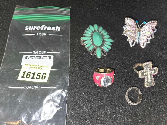 5- Fashion Rings. One Size Fits All. All one Money. Jewelry.