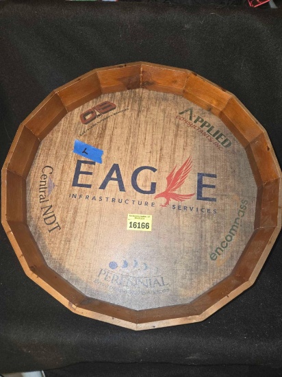 Wood and Metal Barrel Tray. Home Decor.