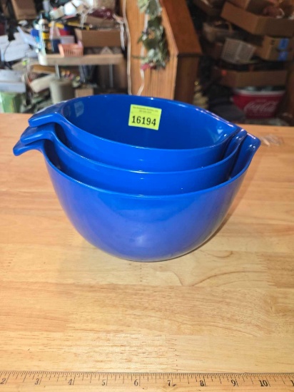 3 Piece Set of Copco Blue Melamine Mixing/Measuring Bowls. All one Money. Housewares.