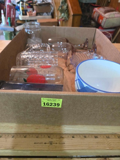 Box of Assorted Kitchen Glassware and Other.