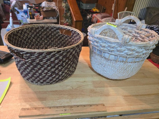 2- Large. Decorative Baskets. Wicker and Twine. Both one Money.