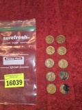 10 Assorted Mints, 1956 Wheat Pennies. All one Money. Collectible Coins.
