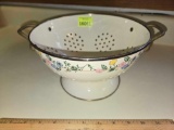 Vintage, Enamel Ware Collander with Brass Handles.