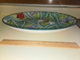 Large , Ornate, Clay Art, Hand Painted, Buzz Around, Serving Bowl/Platter. Dishwasher and Microwave