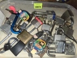 Tub of Assorted Locks. Most with Keys and Combos.