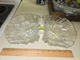 Vintage Cut Glass/Crystal Double Bowl. Floral Design.