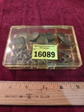 Jewelry Organizer with Assorted Key and Coin Charms and Pendants. 1 set of Handcuff Earrings.