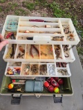 Fishing and Tackle Box with Assorted Tackle.
