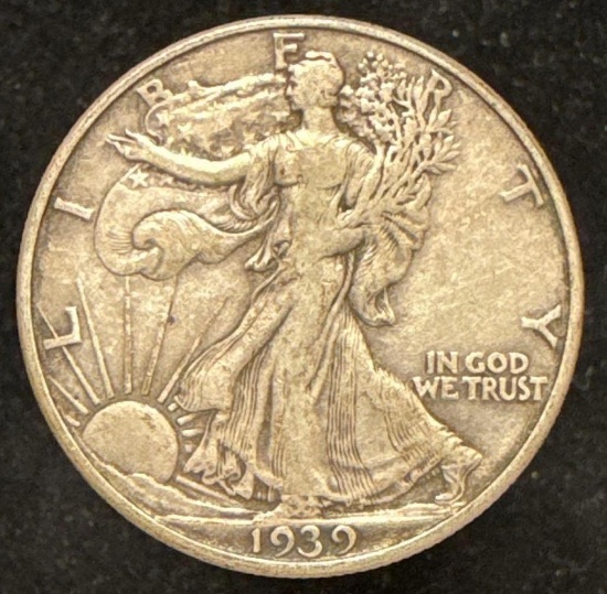 1939 D Silver Walkiong Liberty Half Dollar