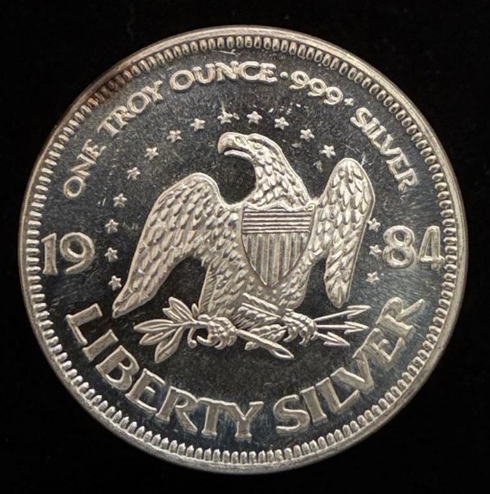 1984 Liberty Silver A-Mark 1 One Troy Ounce .999 Silver Round