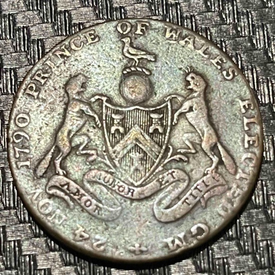 United Kingdom,  Penny, 1790, Middlesex - Freemasons