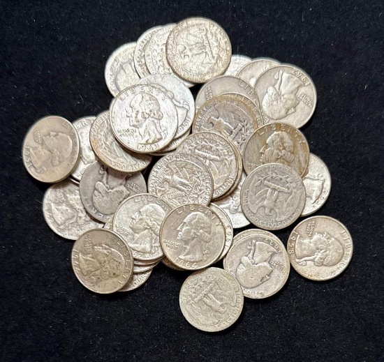 $10 Face Value (40) - 90% Silver Washington Quarters