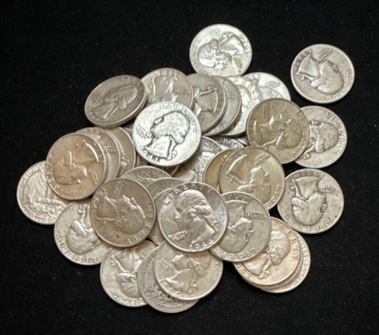 $10 Face Value (40) - 90% Silver Washington Quarters