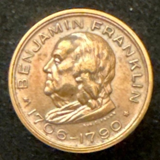 Benjamin Franklin Memorial Token - Bronze - 1706-1790
