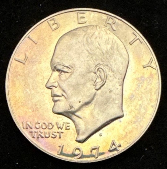 1974-S Eisenhower $1 Proof - Rainbow Toning!