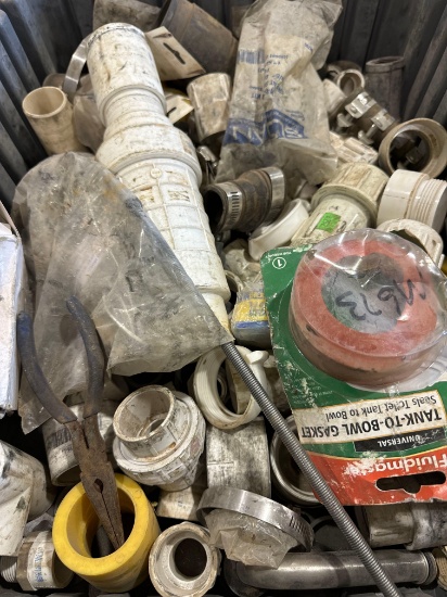 Tank to bowl gasket, various pvc fittings, pliers, and other various plumbing items