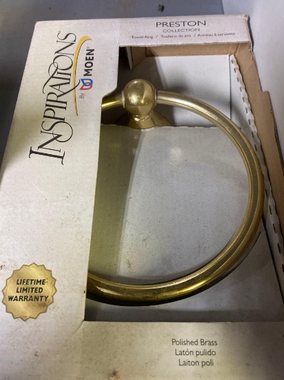 Polished brass towel ring