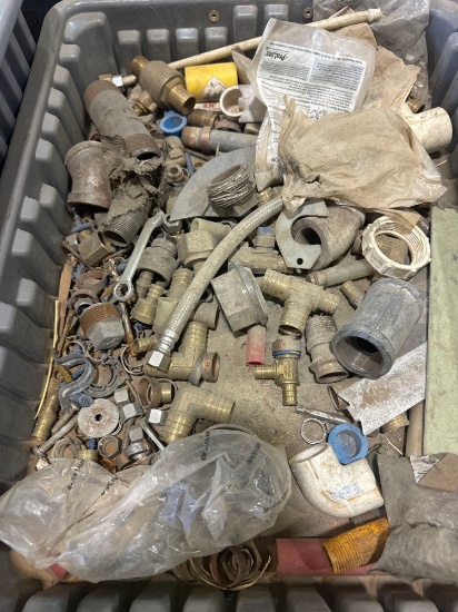 Tote has misc fittings, supply line, and other various gas fittings