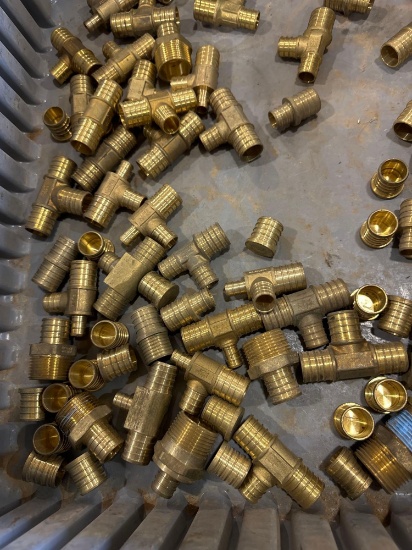 Tote with various brass/copper fittings
