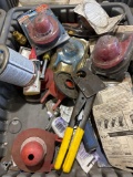 Mixed lot of toilet flappers, primer, hand tools and other various items