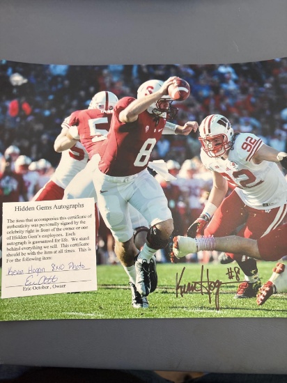 Sign photos including the certificate of authenticity from Kevin Hogan and Pat Healy