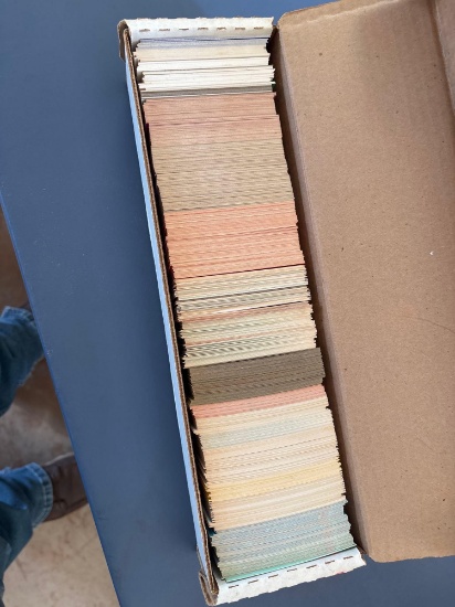 Baseball cards in a box