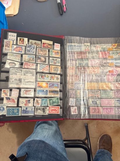 Stamp collectors book with new stamps, some stamps, and one book two count