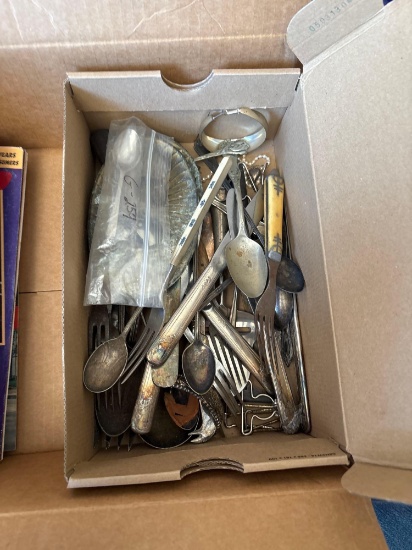 Antique stainless silverware and 1 fork with bone handle dating back to civil war era and baby