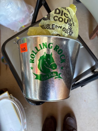Rolling Rock bucket caution tape and rope