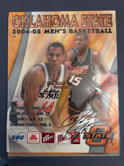 Autographed Oklahoma State mens basketball 2004 2005 cover of magazine, includes player s joey