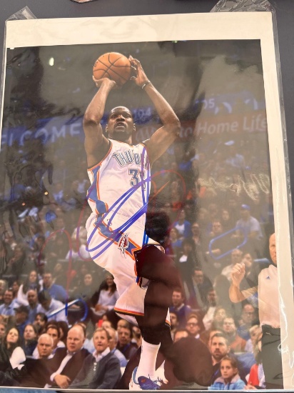 Basketball signed photos and baseball by Kevin Durant, unknown Cleveland Indians player, John Lucas