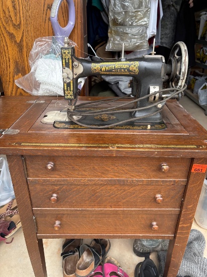Antique white rotary made in the USA sewing machine