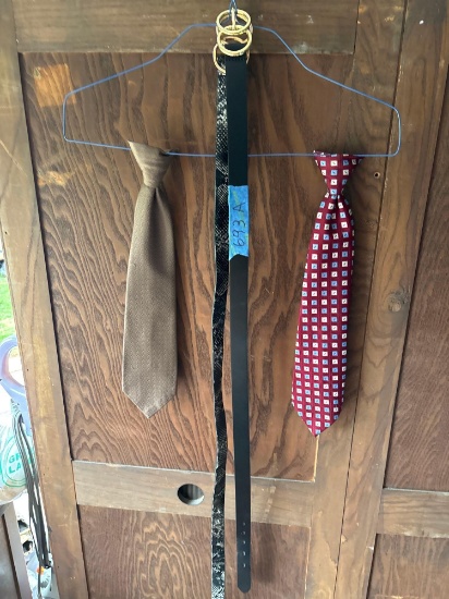 Womens belts and mens clip on ties