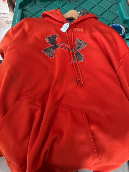 Two hoodies and three shirts. See photos for sizes.