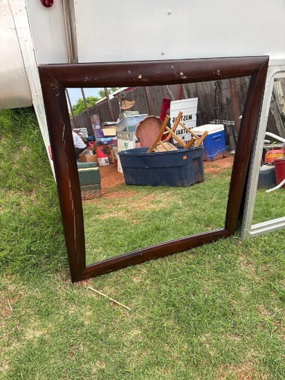 2 mirrors brown mirror 37 and a half inches x 37 and a half inch gray mirror 46 inches x 37 inches