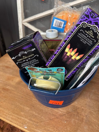 Bucket with various items