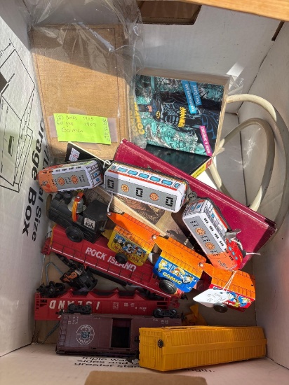 Toy trains and books