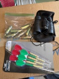 Binoculars, co2 cartridges, steel tip darts