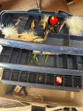 vintage tackle box with items