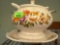 Large soup tureen with ladle and platter