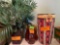 3 vases and artificial greenery