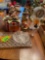 Fitz and Floyd Christmas bear cookie jar, crystal dishes and crystal legends by godinger clock,