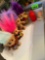 4 troll dolls, tiny baby doll, toy plastic ketchup bottle