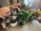 Glass vase with artificial flyers and plants